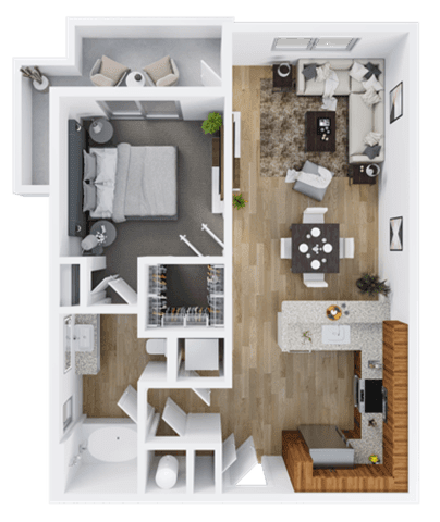 1 bed 1 bath C at The Percy Apartments, Nashville, Tennessee