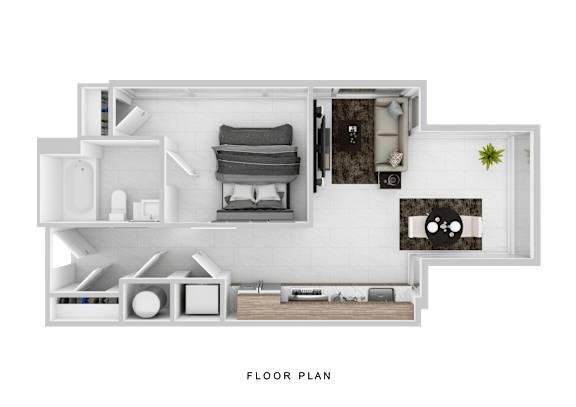 A3B Floor Plan at The 600 Apartments, Birmingham, AL, 35203