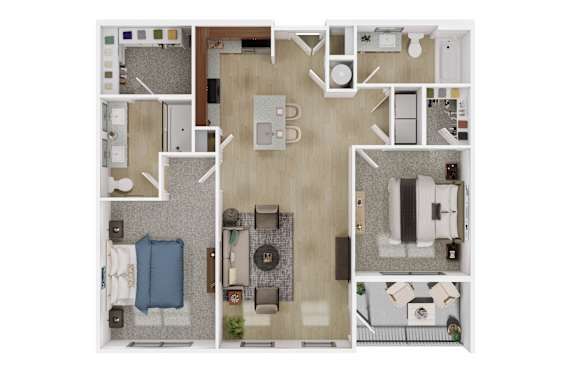 Floor Plan  2 bed 2 bath at The Ashton at East Park Apartments, Georgia