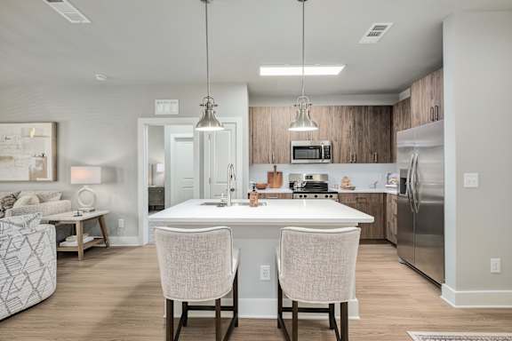 Island Kitchen at The Ashton at East Park Apartments, Kennesaw, GA