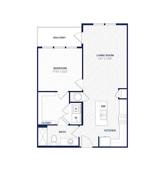Unit A1 Floor Plan at The Parker Aiken Apartments, Aiken, South Carolina