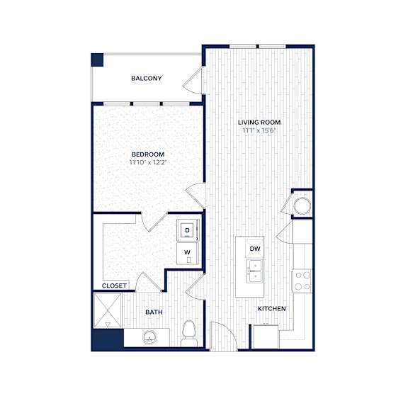 1Bedroom 1Bathroom Floor Plan at The Parker Aiken Apartments, Aiken, 29801