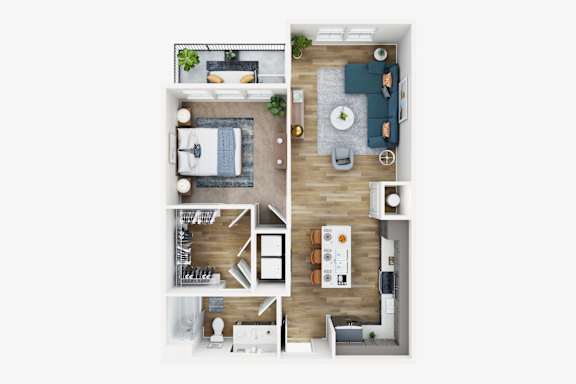 Floor Plan  1B 1B Floor Plan at The Parker Aiken Apartments, South Carolina