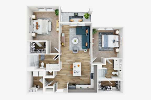 Floor Plan  2Bed 2Bath Floor Plan at The Parker Aiken Apartments, Aiken, 29801