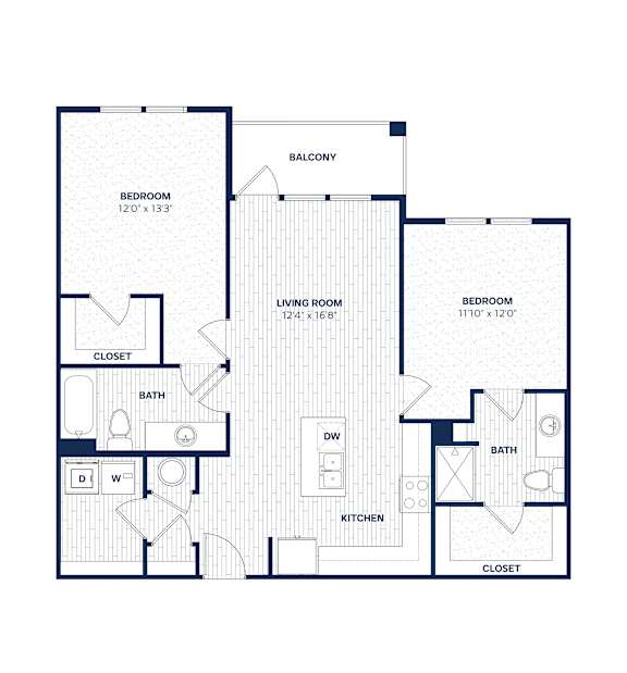 Unit B2 Floor Plan at The Parker Aiken Apartments, South Carolina, 29801