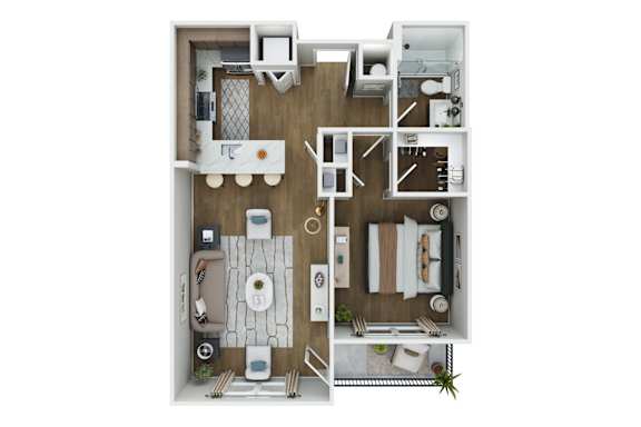 The Phoenix 1 Bedroom 1 Bathroom Floorplan at Union Eleven Apartments, Atlanta, 30324