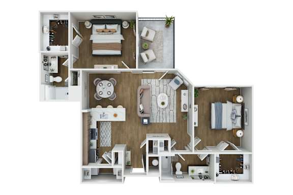 Floor Plan  The Ascend 2 Bedroom 2 Bathroom Floorplan at Union Eleven Apartments, Atlanta
