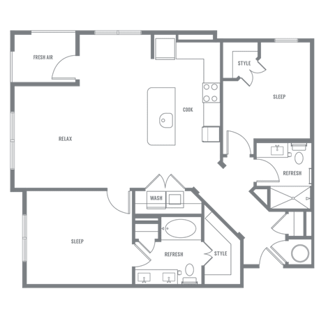 Floor Plan  UnitB2 at The Eddy at Riverview, Georgia