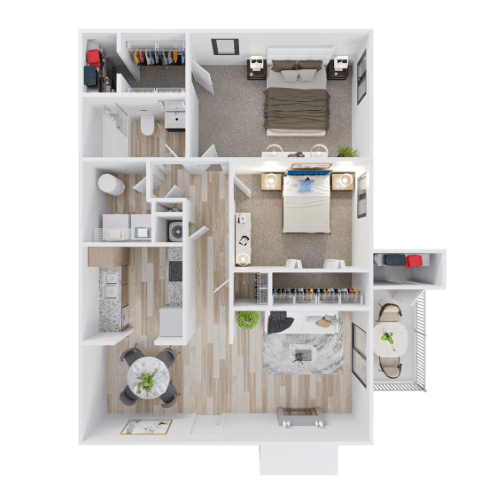 2 Bed 1 Bath Floor Plan at Governors House, Huntsville