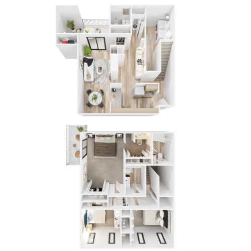 3 Bedroom 2 Bath Floor Plan at Governors House, Huntsville, AL, 35805