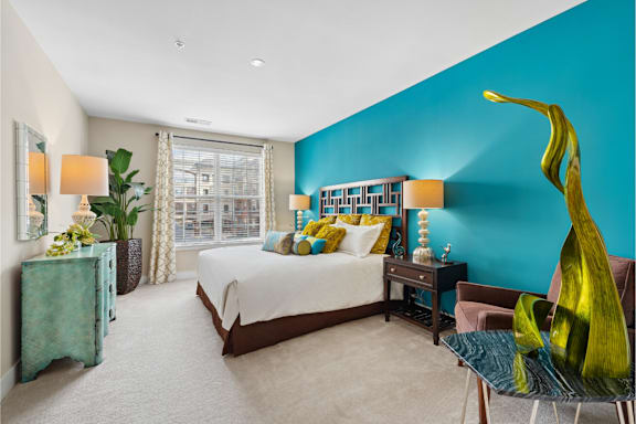 Bedroom with window and blinds at Hidden Creek, Gaithersburg, MD, 20877