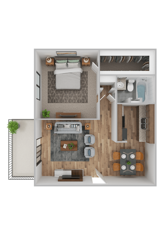 1 Bed Floorplan at Lexington on the Green, Raleigh, NC
