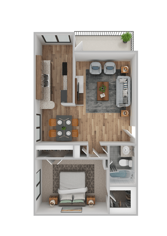1 Bedroom Floorplan at Lexington on the Green, Raleigh