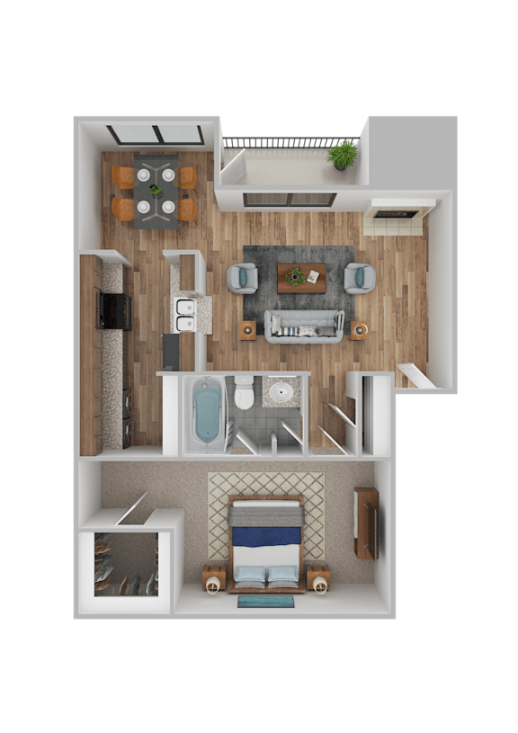 1 Bed 1 Bath Floorplan at Lexington on the Green, Raleigh, 27604