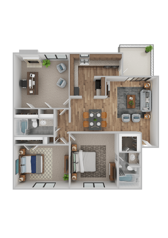 2 Bed 2 Bath Floorplan at Lexington on the Green, North Carolina