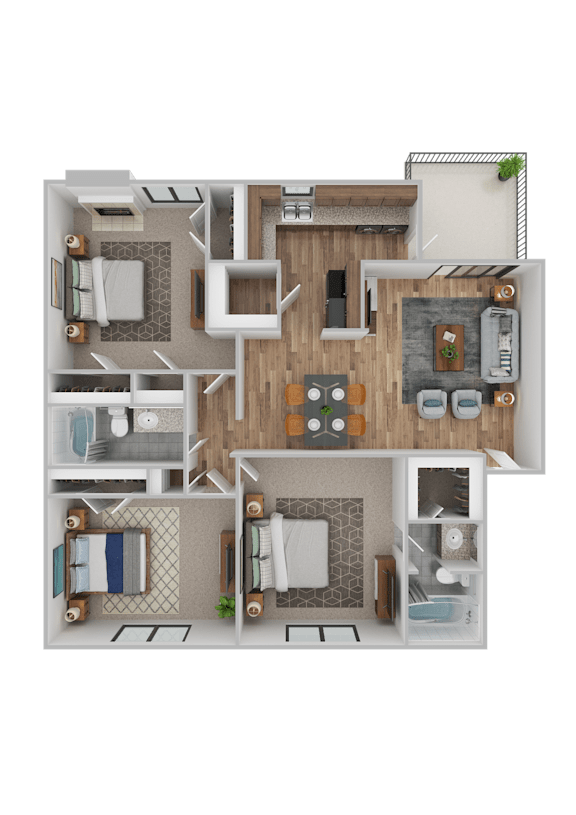 3 Bed Floorplan at Lexington on the Green, Raleigh, NC, 27604
