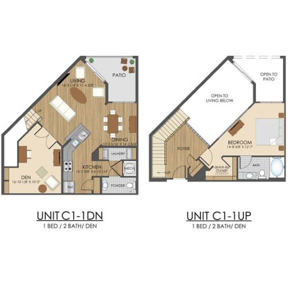 3 bed 2 bath C1 Floor Plan at Hidden Creek, Gaithersburg, MD
