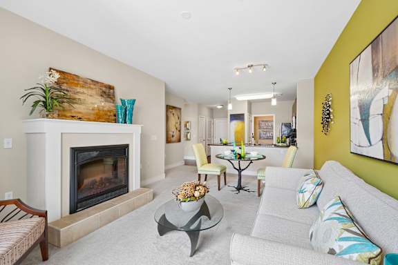 Beautiful Living Room and Kitchen View at Hidden Creek, Gaithersburg