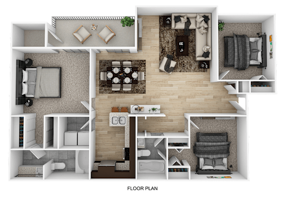3x2 floorplan at The Chase, Burlington, NC