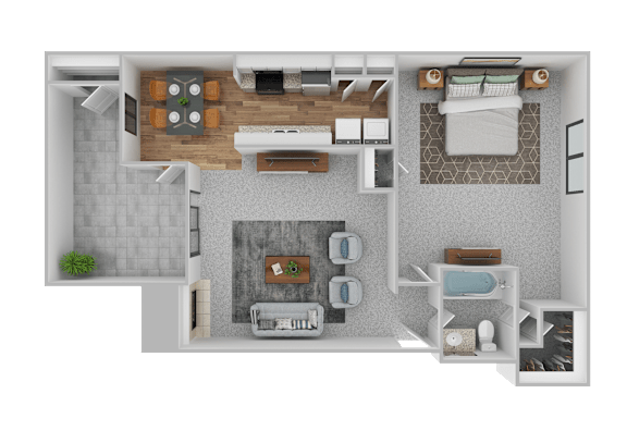 1Bd 1Bth Floor Plan at The Groves Apartments, Raleigh