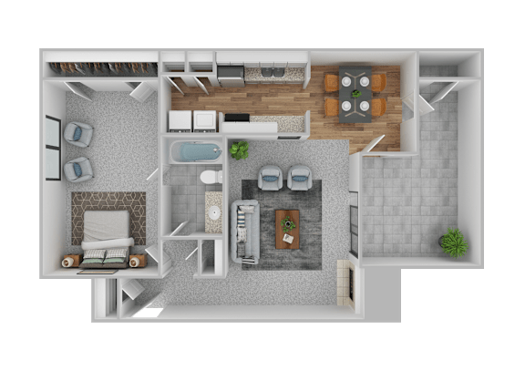 1Bed 1Bath Floor Plan at The Groves Apartments, Raleigh, 27604
