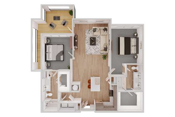 2 bed 2 bath 2 bed 2 bath at The Delaney at East Park Apartments, Kennesaw, GA