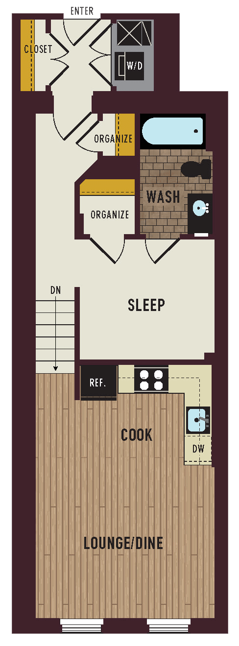 a floor plan of a house with a kitchen and a living room