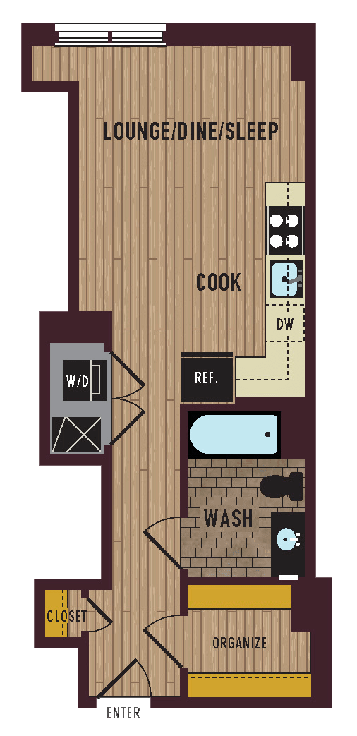 a floor plan of a bedroom with a bathroom and a closet