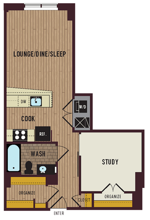 a floor plan of a home with a bedroom and a living room