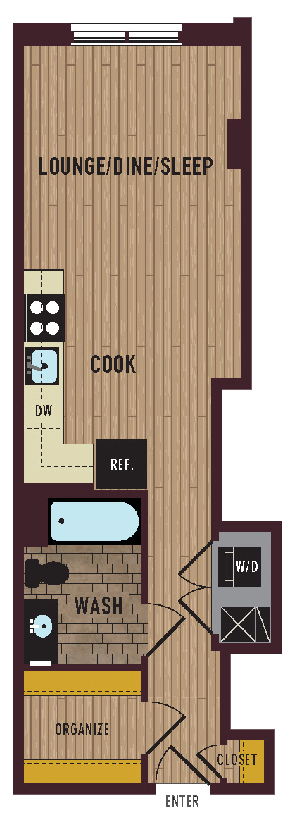 a floor plan of a bedroom with a bathroom and a closet