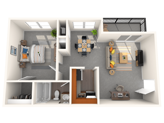  Floor Plan 1 Bedroom 1 Bath