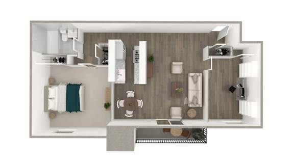 A top-down view of a modern bathroom with a toilet, sink, and bathtub.