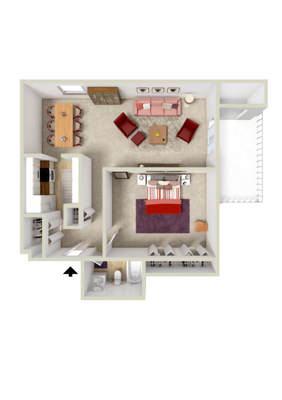 1Br 1 Ba 759sqft