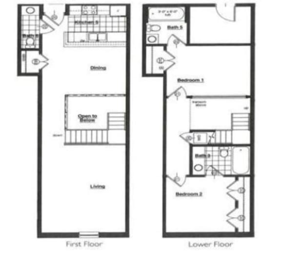 the plan of the floor plans of two different floors of a house
