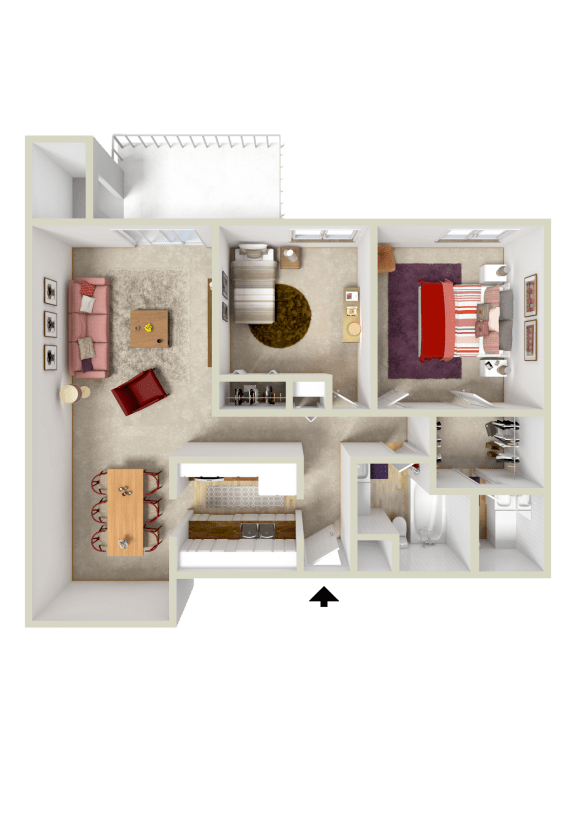 2BR 1.5BA 971Sqft