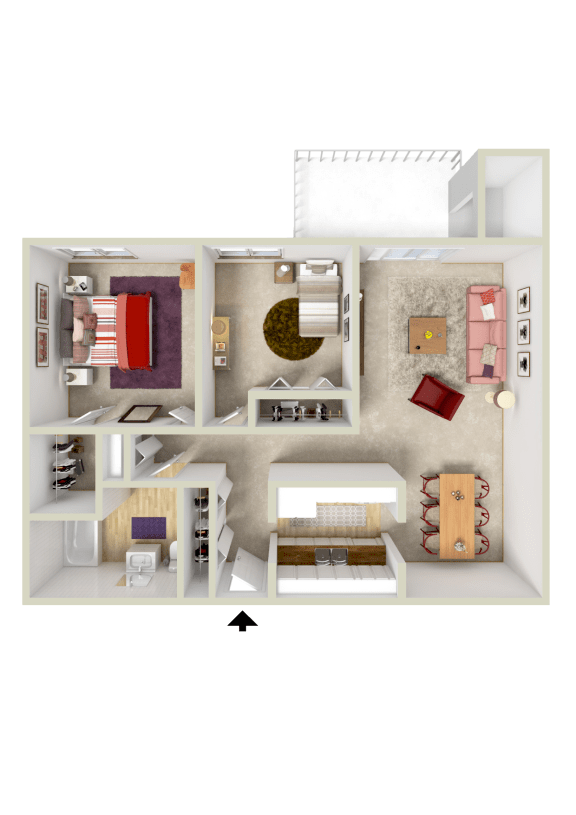 2BR 1BA 947sqft