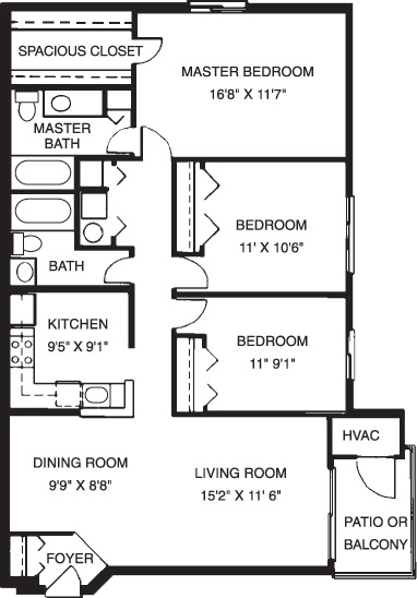 3 Bedroom 2 Bath 1173 SqFt