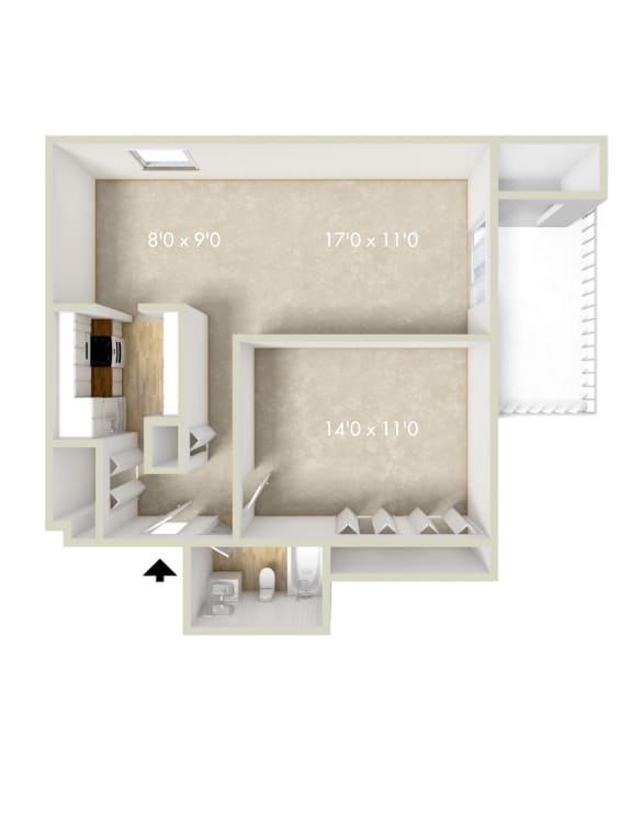 a floor plan of a home with a bedroom and a bathroom