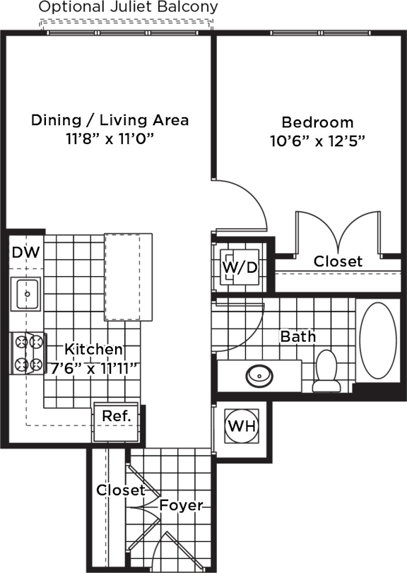 a floor plan of a house with a bedroom and a living room