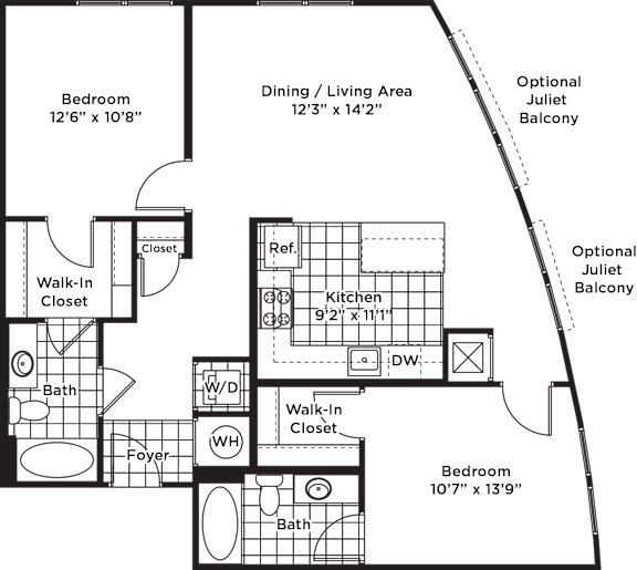 floor plan of the first floor of a two story house with bedrooms and a bathroom