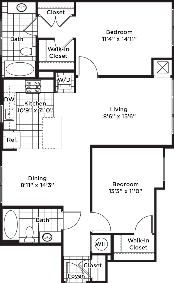 a floor plan of a house with a combination of bedrooms and a living room