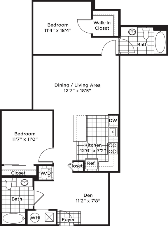 a floor plan of a house with a bedroom and a living room