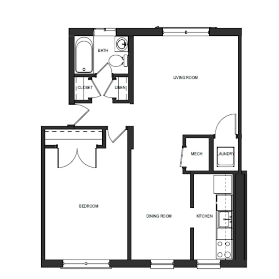 A black and white image of a floor plan of a house.