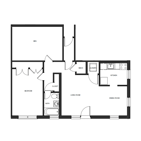A black and white image of a floor plan for a house.