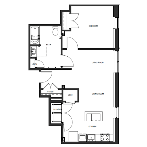 A black and white image of a floor plan for a house.