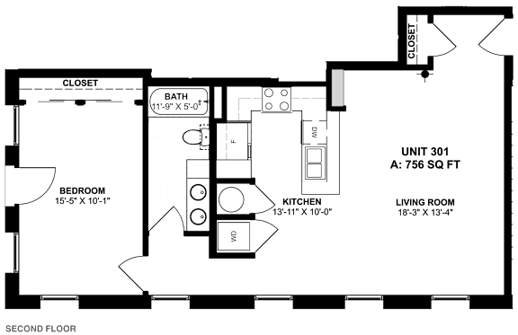 the third bedroom floor plan of a 2 bedroom apartment at the capella tower in cape town