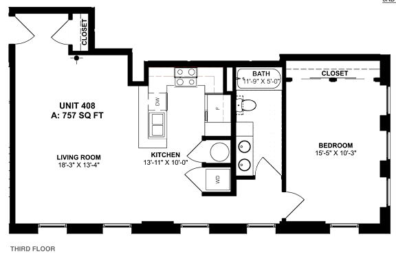 the third bedroom floor plan of a 2 bedroom apartment at the capella tower in cape town