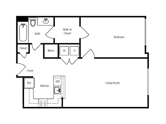 a floor plan of a house with a bedroom and a living room