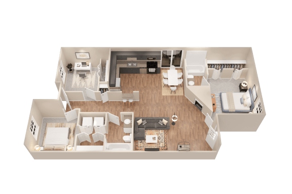 a1 floor plan  1 bedroom with 2 baths  1192 square feet