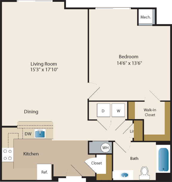 a floor plan of a transitional home with a bedroom and a living room